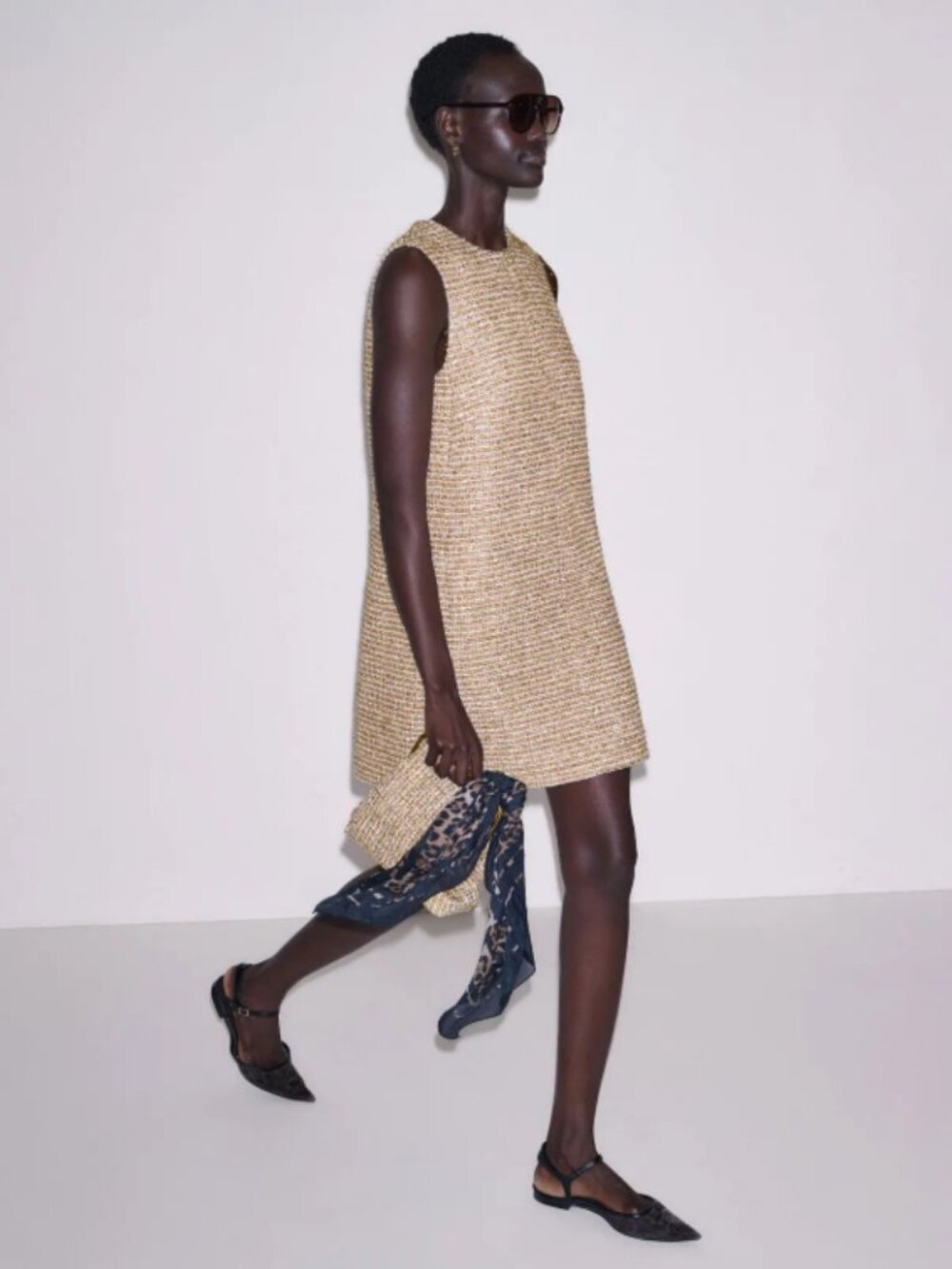 ME+EM Mini A-line Dress Gold Multi